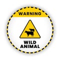 Warning wild animals of road sign of crossing sign in yellow color. vector banner for warning Royalty Free Stock Photo