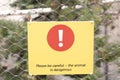 Warning wildlife sign dangerous animal Royalty Free Stock Photo