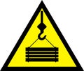 Warning yellow sign for crane. Vector Illustration