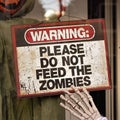 Warning Zombies Halloween Display Sign