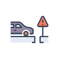 Color illustration icon for Warnings, car and sign Royalty Free Stock Photo