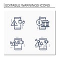 Warnings line icons set