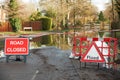 Warnings Signs On Flooded Road Royalty Free Stock Photo