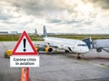 Warnsign Corona crisis in aviation Royalty Free Stock Photo