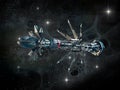 Warp drive spaceship on a star field Royalty Free Stock Photo