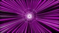 Warp loop with colorful 3D rendering. Hyperspace jump to an other galaxy. Moving neon illuminating rays. Blue and purple star