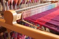 warp threads tensioned on a tapestry loom