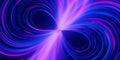 Warped data light speed flow. Abstract round digital data stream of quantum computing. Cyberspace of qubit trail waves