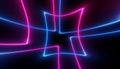 Abstract glowing neon lines blue and pink square style on black background Royalty Free Stock Photo