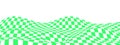 Warped texture with green and white squares. Undulate chessboard, race flag, textile plaid, tile floor surface. Waved