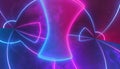 Warped time abstract neon lines in space environment and centered portal Royalty Free Stock Photo