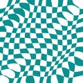 Warped Wavy Abstract Turquoise Checker Pattern