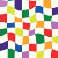 warped wavy Rainbow checkered squares seamless pattern Royalty Free Stock Photo