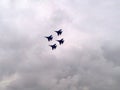 Warplanes high in the sky during awesome aero show