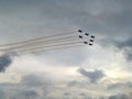 Warplanes high in the sky during awesome aero show