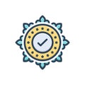 Color illustration icon for Warranties, guarantees and stamp