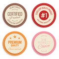 Warranty label set. Colorful modern quality marks badges isolated on white background