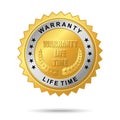 Warranty life time golden label Royalty Free Stock Photo