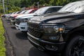 Warren, Pennsylvania, USA August 14, 2022 Different color Dodge RAM trucks lined up at a dealership