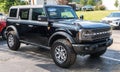 Warren, Pennsylvania, USA August 27, 2023 A new, black Ford Bronco SUV for sale at a dealership