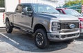 Warren, Pennsylvania, USA August 27, 2023 A new four door Ford F350 pickup truck for sale at a dealership