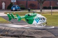 Warren, Pennsylvania, USA November 23, 2023 An Allegheny Health Network Life Flight helicopter on a helipad