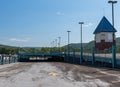 Warren, Pennsylvania, USA September 4, 2023 The empty top floor of a parking garage