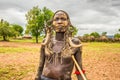 Warrior from the african tribe Mursi, Ethiopia