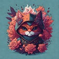 Warrior cat, vibrant colors,vector design illustration style,AI generated Royalty Free Stock Photo