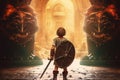 Warrior child sword gaming fictional world. Generate Ai