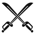 Warrior crossed sword icon, simple style
