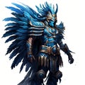 Aztec Warrior In Blue Armor With Feather - Art Design