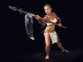 Warrior girl ancient with a spear.