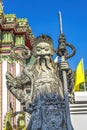 Warrior Guardian Ceramic Gate Entrance Wat Pho Temple Bangkok Thailand