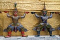 Warrior guardians in The Temple of the Emerald Buddha complex Royalty Free Stock Photo