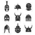 Warrior helmet flat icon set