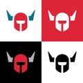 Warrior helmet logo icon design template elements, medieval knight symbol - Vector Royalty Free Stock Photo