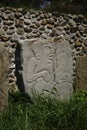 Stone Sculpture of  at  Zapotec Ruins of Monte Alban Royalty Free Stock Photo