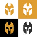 Warrior logo design template elements, medieval knight icon, spartan helmet vector illustration