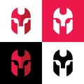 Warrior logo template, gladiator mask icon design, spartan symbol - Vector