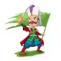 Warrior Ottoman Knight Attack Cartoon Characters Vector