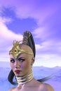 Warrior Queen with Golden crown, 3d illustrations