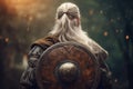 Warrior round shield gaming fictional world. Generate Ai