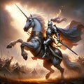 Warrior\'s Steed: Knight and Unicorn Conquer the Battlefield