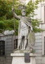 A warrior sculpture named `Porto` in the Freedom Square in Porto, Portugal.