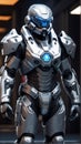 warrior soldier with sci-fi, futuristic and technological combat armor