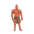 Warrior of South America, Mayan, Aztec or Inca. A strong aboriginal warrior with a knife Cartoon, flat vector