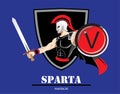 warrior. sparta. trojan.colorful illustration of Spartan