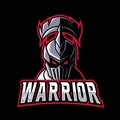 Warrior spartan roman knight mascot gaming logo design vector template Royalty Free Stock Photo