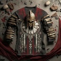 Epic Spartan Armor T-shirt Design With Helmet, Sword, And Empire Emblem